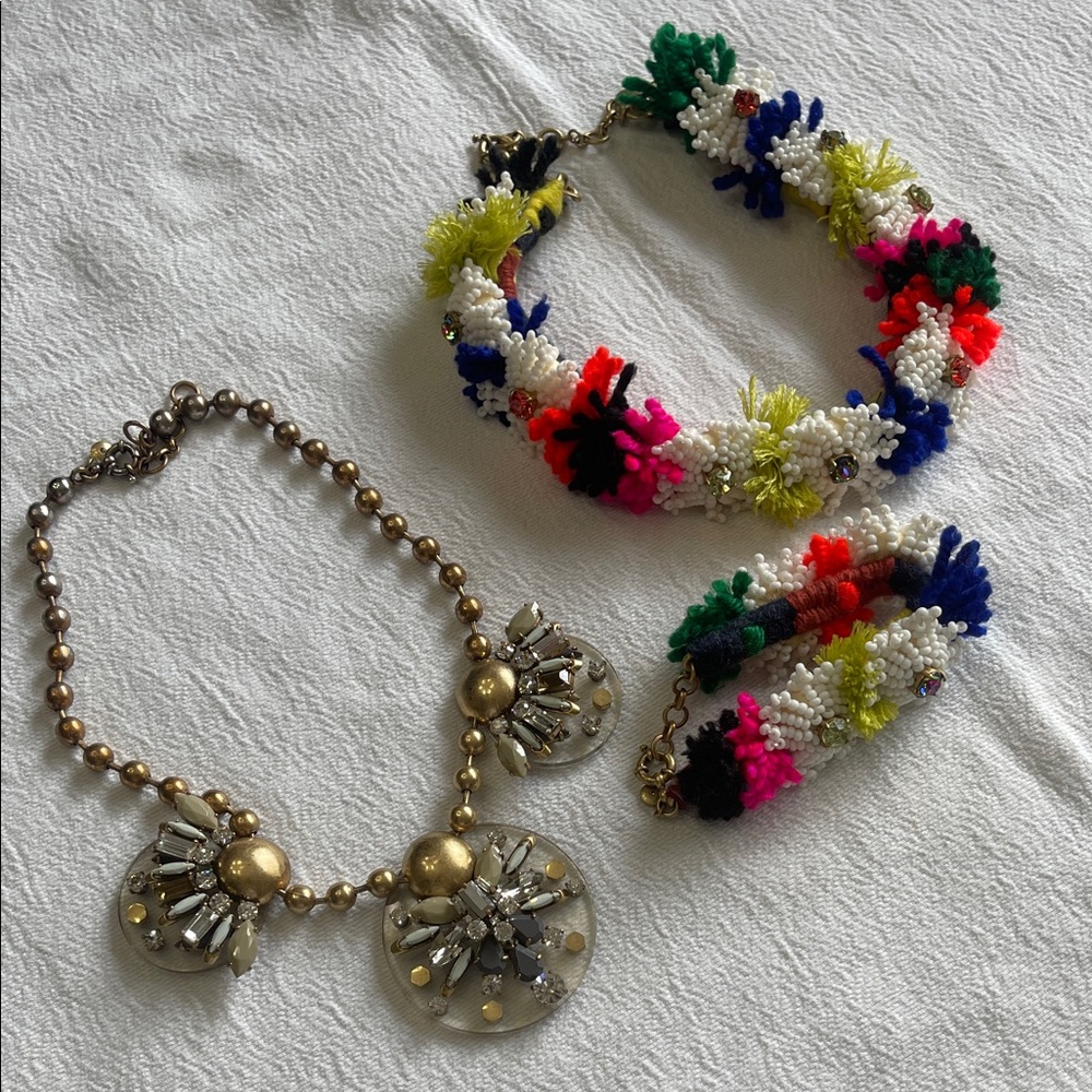 Colorful Beaded Statement Necklace & Bracelet Set